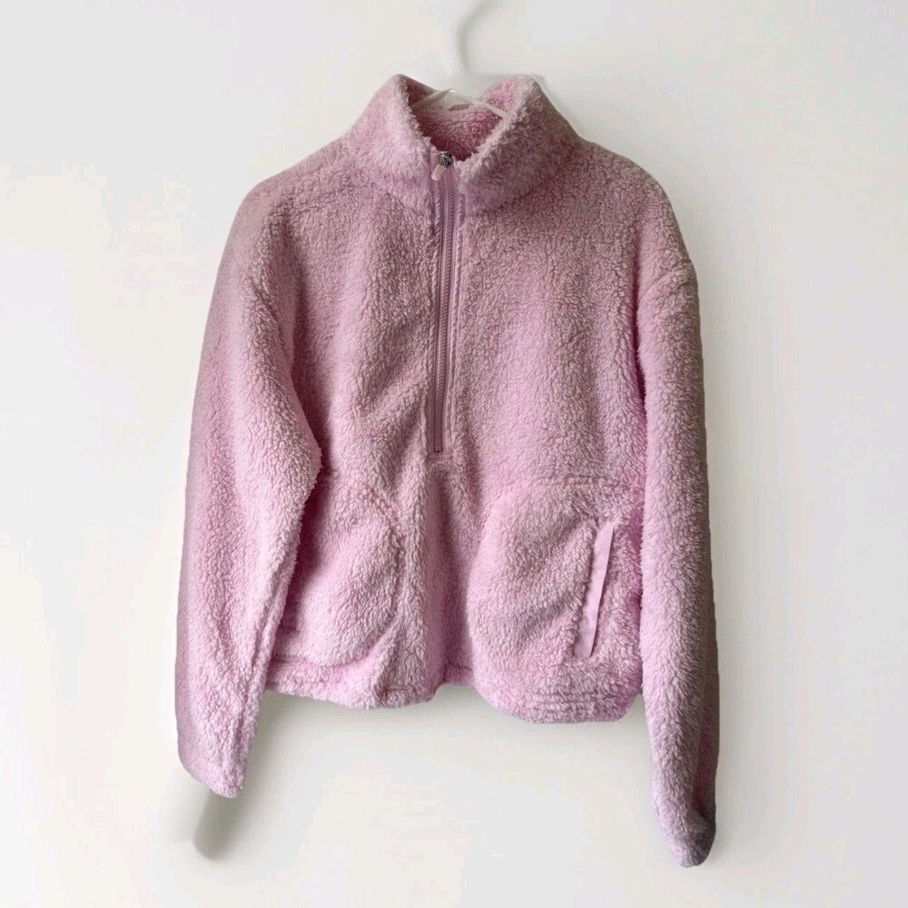 No Boundaries Pink Sherpa Fleece Zip Jacket Women’s Size M Cozy Soft